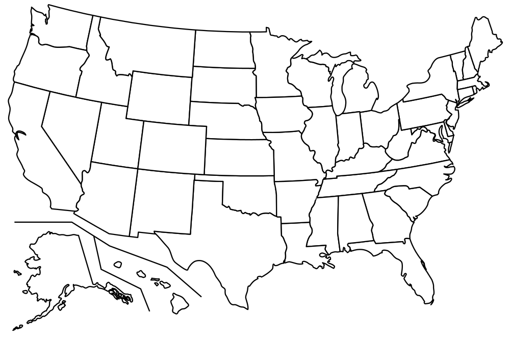 50 states map without names Us States Blank Map 50 states map without names