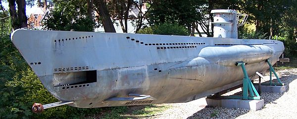 The scaled-down model of a Second World War U-boat used in the film. The model was donated to the Bletchley Park museum.