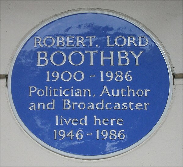 Blue plaque in Eaton Square, London