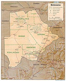 An enlargeable relief map of the Republic of Botswana Botswana Map.jpg