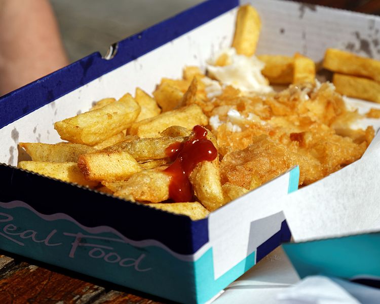 File:Box of fish 'n' chips Margate Kent England 1.jpg