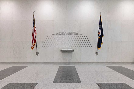 The 139 stars on the CIA Memorial Wall in the original CIA headquarters, each representing a CIA officer killed in action