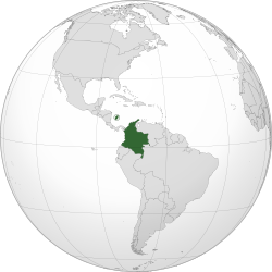 Lage von Kolumbien (dunkelgrün) in Südamerika (grau)