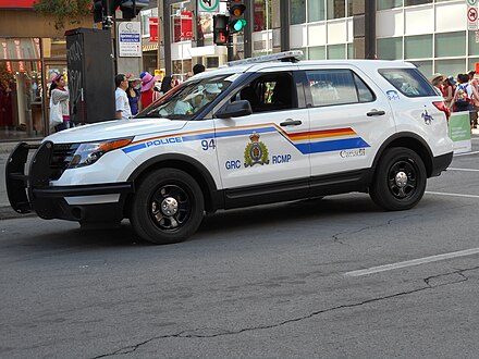 A Ford Police Interceptor used by the RCMP during the Canada Day parade in Montreal, 2016.