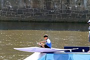 Deutsch: Kanusport bei den Olympischen Jugendspielen 2018; Tag 10, 16. Oktober 2018; Finale Jungen Einer-Kajak-Slalom: Lan Tominc (Slowenien, Gold) - Guan Changheng (China, Silber) - Tom Bouchardon (Frankreich, Bronze) English: Canoeing at the 2018 Summer Youth Olympics at 16 October 2018 – Boys' K1 slalom Gold Medal Race: Lan Tominc (Slovenia, gold) - Guan Changheng (China, silver) - Tom Bouchardon (France, bronze)