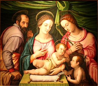 Giovanni Capassini Sainte Famille avec le jeune saint Jean-Baptiste et sainte Catherine.