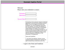 An example of a captive web portal used to log onto a restricted network. Captive Portal.png