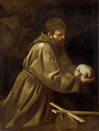 <i>Saint Francis in Prayer</i> (Caravaggio) Painting by Caravaggio (c. 1602–1604)