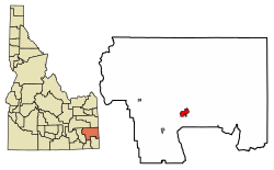 Caribou County Idaho Incorporated and Unincorporated areas Soda Springs Highlighted 1675195.svg
