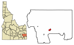 Soda Springs okulunun Caribou County, Idaho şehrindeki konumu