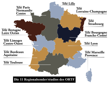 Karte regionaler Stationen des ORTF
