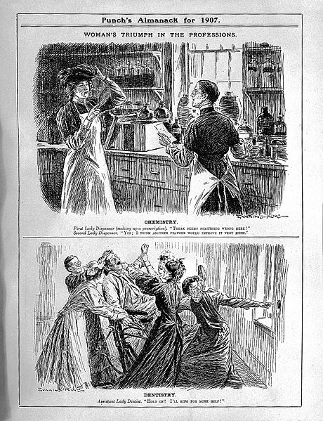 File:Cartoon of assitant Lady-Dentist from Punch. Wellcome L0004376.jpg