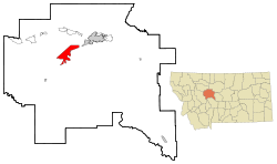 Cascade County Montana Incorporated and Unincorporated areas Ulm Highlighted.svg