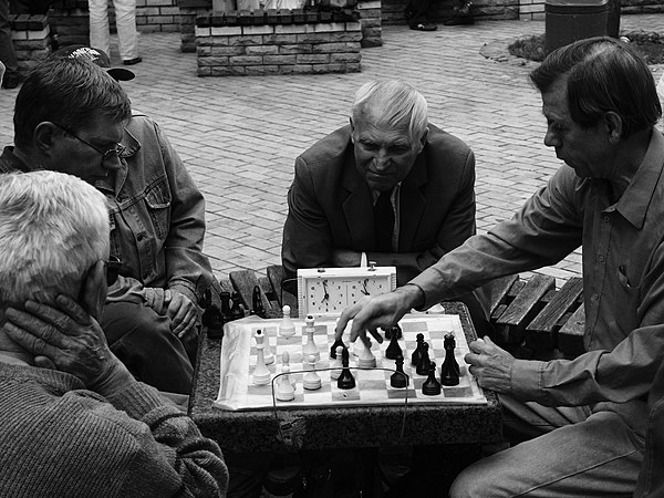 A game in a public park in Kyiv, using a chess clock