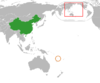 Peta lokasi Tiongkok dan Vanuatu.