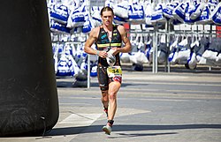 on the running track at Ironman Mallorca, 2015