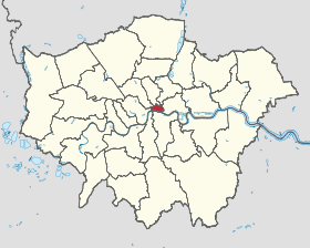 Pozicija londonskog Citya na karti Grofovije Greater London