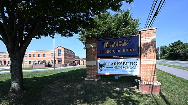 Clarksburg High School electronic sign, Clarksburg, MD