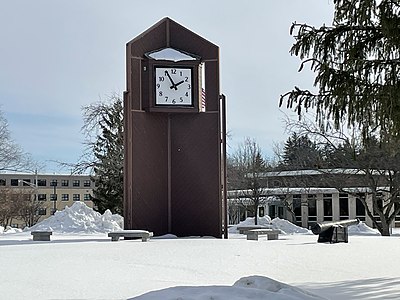 The clock in the Jefferson Community College campus in Watertown, New York