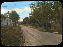 Pyle General Store and the trolly line operated by the West Chester Street Rail Company from 1904 until 1929 Coloredearlyphoto.jpg