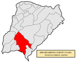location of Curuzú Cuatía Department in Corrientes Province