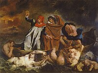 Eugène Delacroix, The Barque of Dante, 1822. The Raft of the Medusa's influence on the work of the young Delacroix was immediately apparent in this painting, as well as in later works.[74]