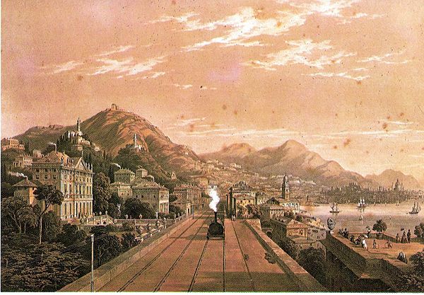 Opening of the line between Principe and Sampierdarena in 1854