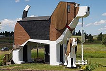 The Dog Bark Park Inn, a dog-shaped hotel room in Cottonwood Dog Bark Park, Cottonwood, Idaho.jpg