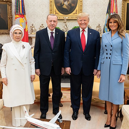 Emine Erdogan, Recep Tayyip Erdogan, Donald Trump and Melania Trump (2019).jpg