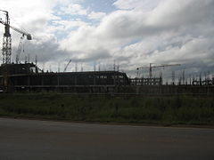 Foto gemaakt tijdens de bouw van het stadion in januari 2007.