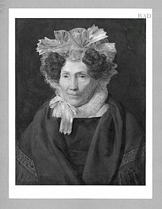 Portrait of the artist's mother with a bonnet label QS:Len,"Portrait of the artist's mother with a bonnet" label QS:Lde,"Bildnis der Mutter des Künstler mit Haube"