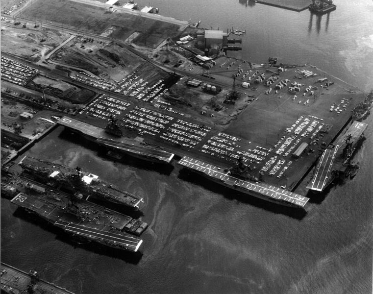 File:Five Essex class carriers at Long Beach 1966.jpg