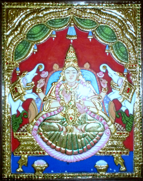 File:Gajalakshmi in Tanjore Painting.png