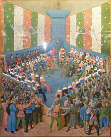 Trial of Jean II, Duke of Alencon, October 1458. Gerichtssitzung zu Vendome - Kriminalmuseum Rothenburg.JPG