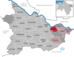 Läget för kommunen Gorleben i Landkreis Lüchow-Dannenberg