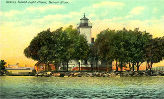 A circa 1915 postcard showing the lighthouse that once stood on Grassy Island GrassyIslandLighthouse.png