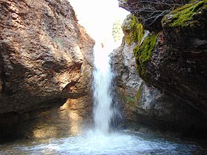 The Grotto Falls, just below the source of the Peteetneet Creek in Payson Canyon, May 2016 Grotto Falls in Payson Canyon, May 16.jpg