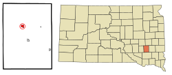 Location in Hanson County and the state of South Dakota