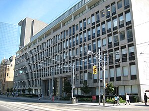 Former headquarters of the Toronto Board of Education, briefly used as the headquarters of the TDSB. Health Sciences Building.JPG