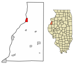 Location of Oquawka in Henderson County, Illinois.