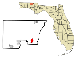 Holmes County Florida Incorporated and Unincorporated areas Bonifay Highlighted.svg
