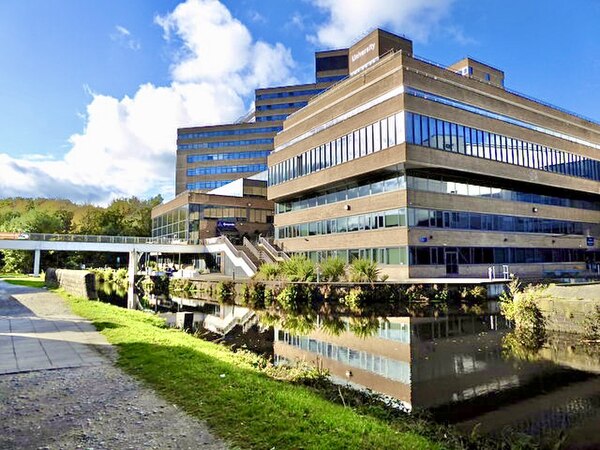 Image: Huddersfield Narrow canal and University (geograph 6616502)