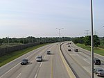 Looking southbound onto I-355 from the Illinois Prairie Path