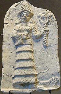 Terracotta-plak, der repræsenterer gudinden Ishtar.  Eshnunna, c.  1800 f.Kr.  J.-C.