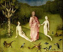 God with Adam and Eve in The Garden of Earthly Delights by Hieronymus Bosch. J. Bosch The Garden of Earthly Delights (detail 3).jpg