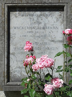 Jacob Wackernagel-Sarasin (1891–1967) Rechtshistoriker. Grab auf dem Friedhof Wolfgottesacker, Basel