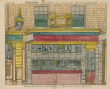 Redington's shop on Hoxton Street as depicted on a "twopence coloured" John Redington Shop Front.jpg