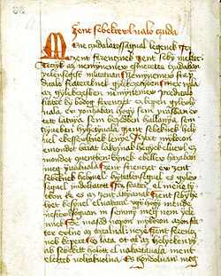 Egy oldal A Jókai-kódexből, Szent Ferenc legendája, az első magyar nyelvű elbeszélő mű[1]