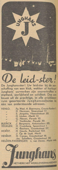 File:Junghans 1938 Dutch advertisment De leid-ster (Junghans The lodestar).png