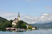 English: Maria Wörth and its churches are located on a peninsula at the south lakeside of lake Wörth. Deutsch: Maria Wörth und seine Kirchen stehen auf einer Halbinsel am südlichen Ufer des Wörther Sees.   This media shows the protected monument with the number 12928 in Austria. (Commons, de, Wikidata)   This media shows the protected monument with the number 12929 in Austria. (Commons, de, Wikidata)   This media shows the protected monument with the number 12933 in Austria. (Commons, de, Wikidata)